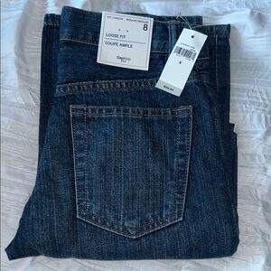 New GAP boys 8 Regular loose fit adjustable waist Jeans - Deep Indigo